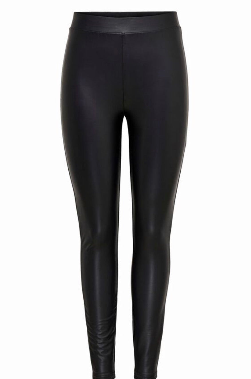 Cione Black High Waist Thermal Coated Leggings - Cione Boutique London