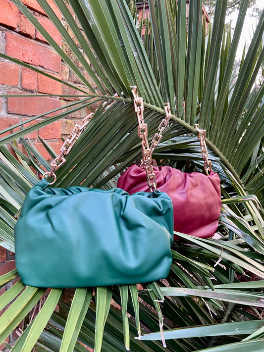 Emma Chunky Chain Pouch Bag - Green
