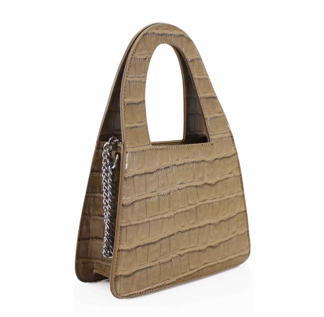 Lina Faux Croc Tote Bag - Beige - Cione Boutique London