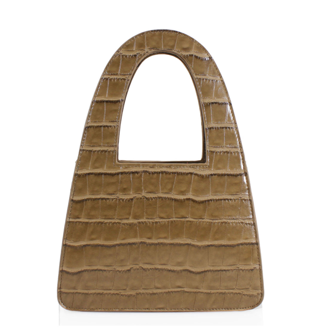 Lina Faux Croc Tote Bag - Beige - Cione Boutique London