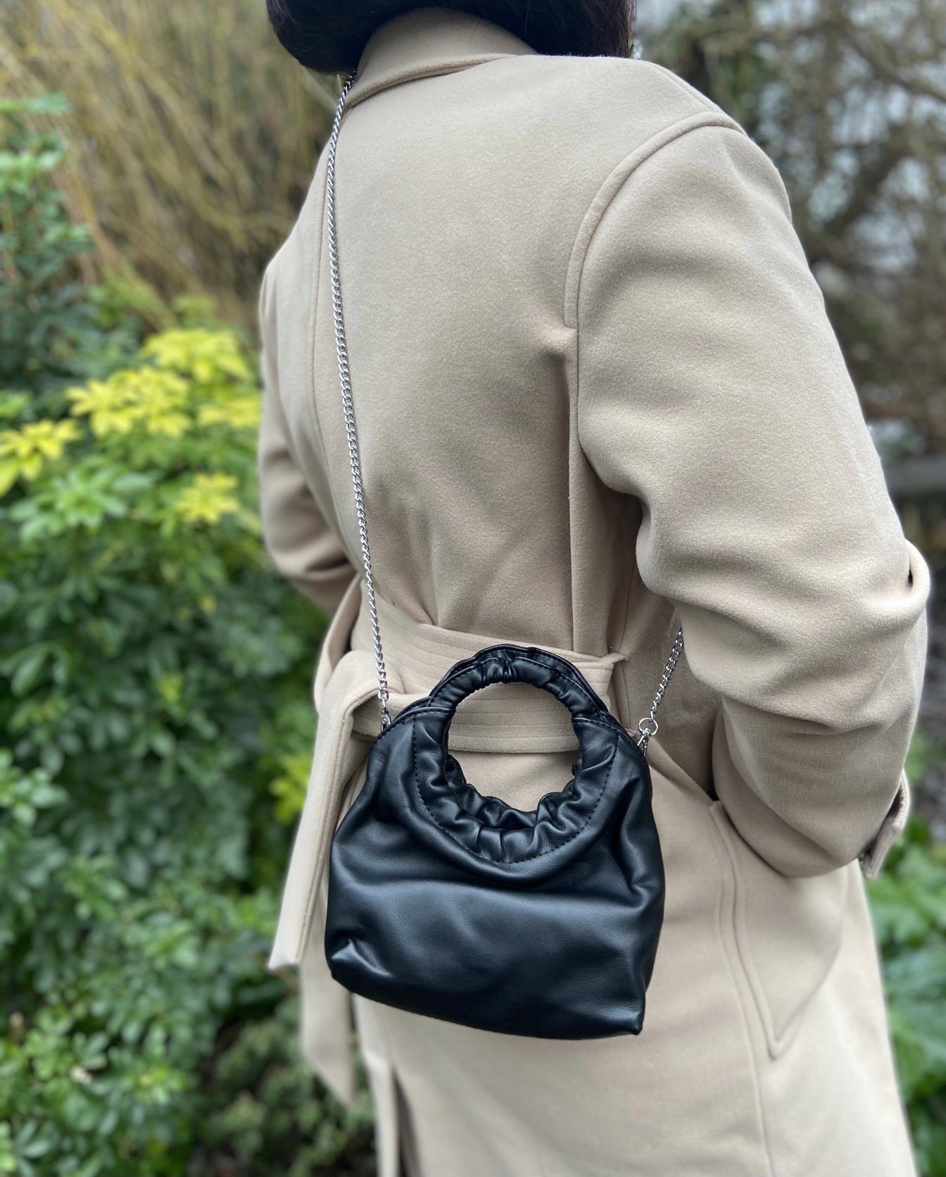 Bali - Black Ruched Handbag - Cione Boutique London
