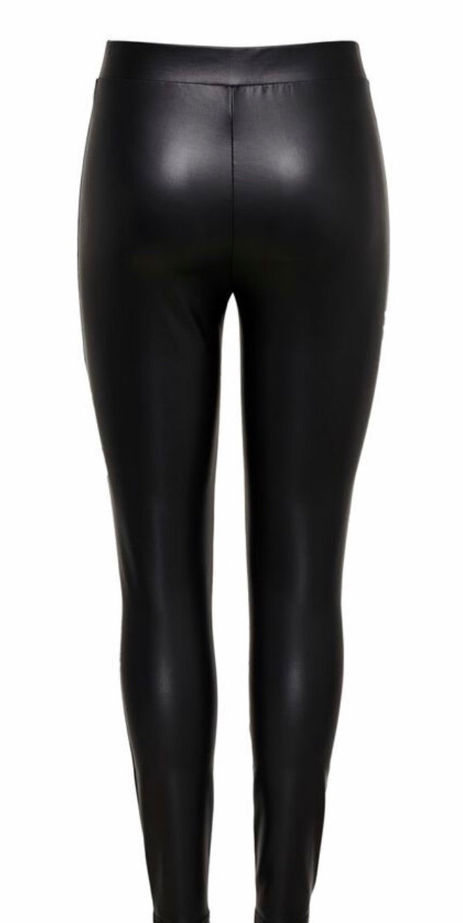 Cione Black High Waist Thermal Coated Leggings - Cione Boutique London