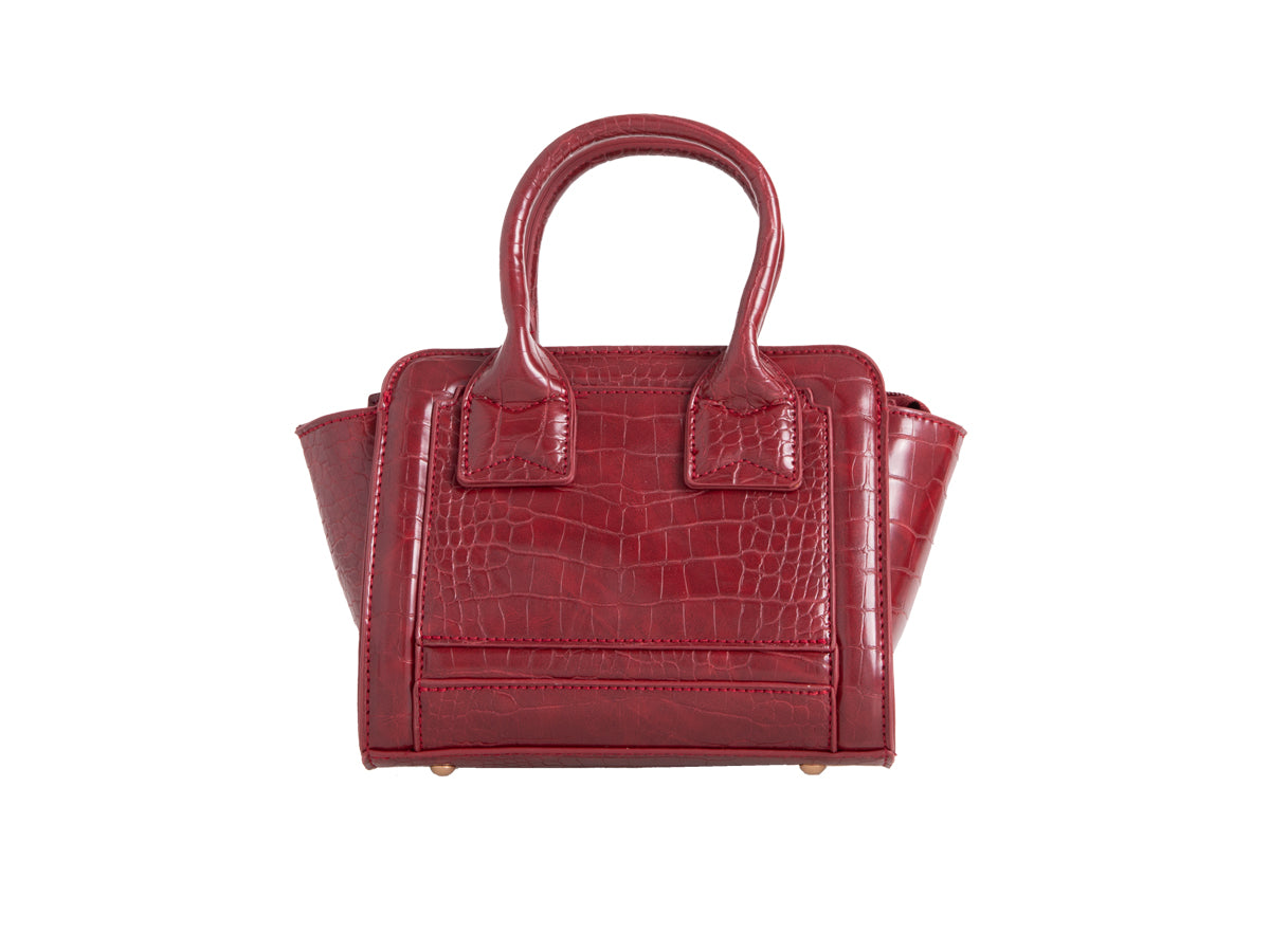 Mia Vegan Croc Tote - Burgundy