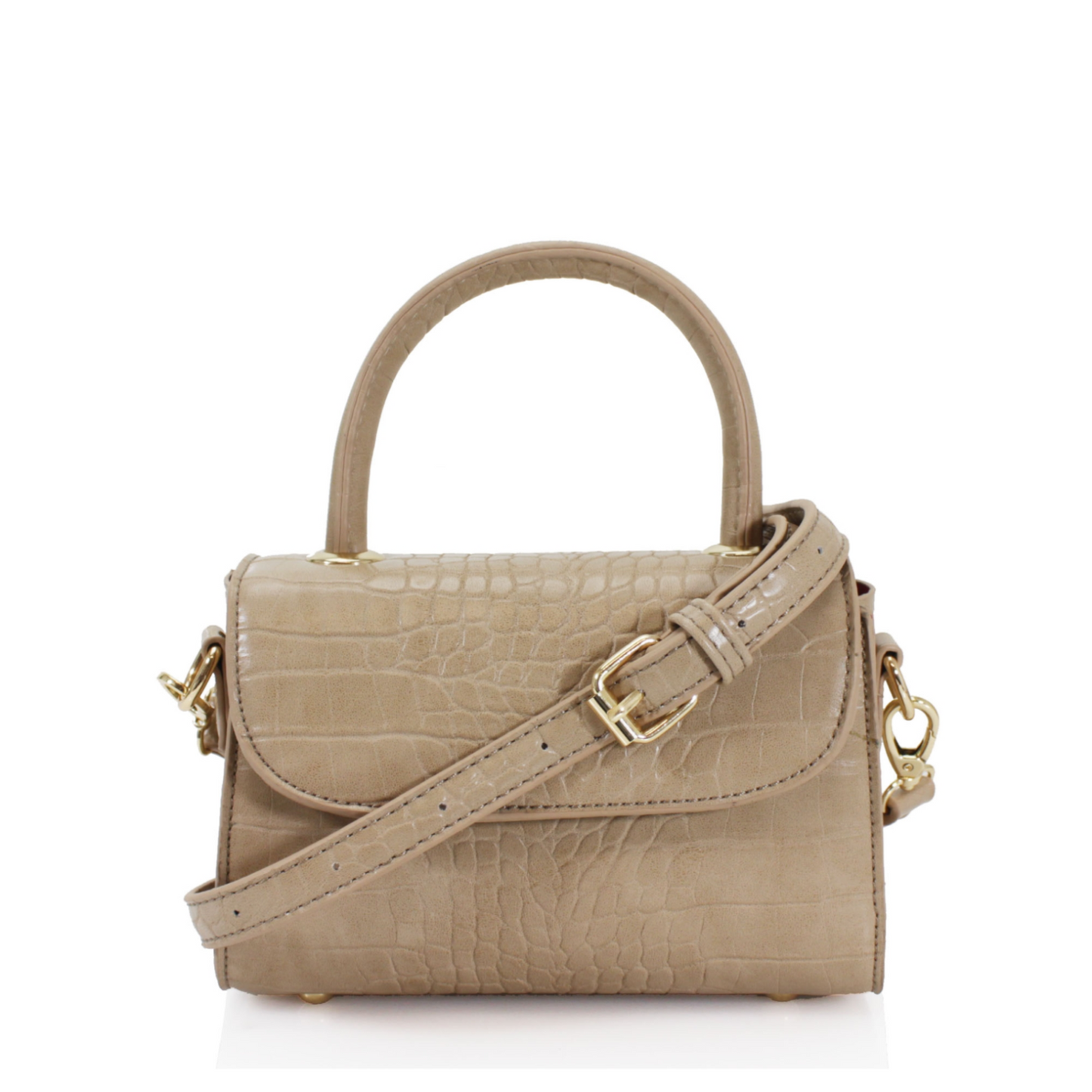 Tara - Beige Mock Croc Crossbody Bag - Cione Boutique London