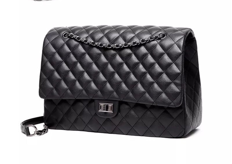 Amelie Quilted Large Shoulder Bag - Black - Cione Boutique London