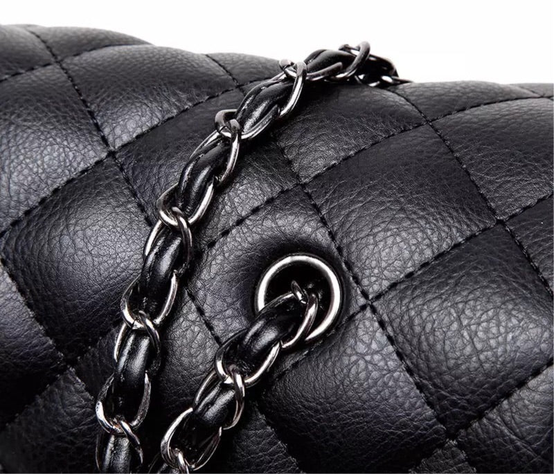 Amelie Quilted Large Shoulder Bag - Black - Cione Boutique London