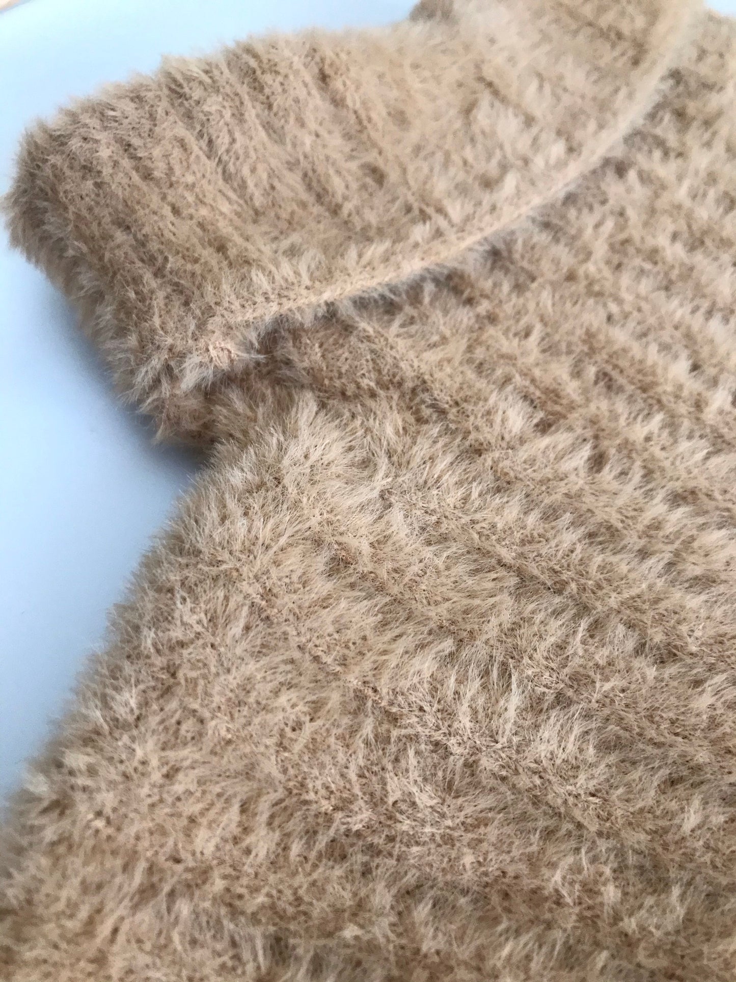 Cione Beige Fluffy Knit Crop Top - Cione Boutique London