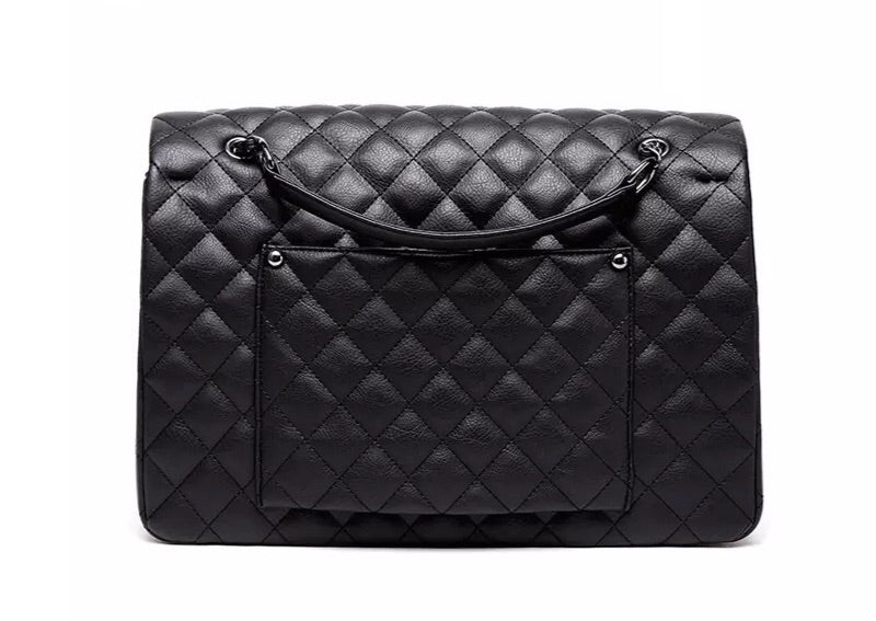 Amelie Quilted Large Shoulder Bag - Black - Cione Boutique London