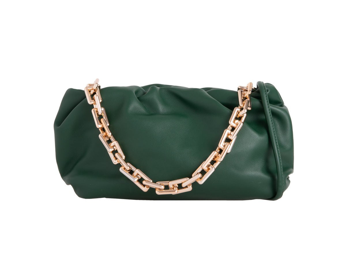 Emma Chunky Chain Pouch Bag - Green